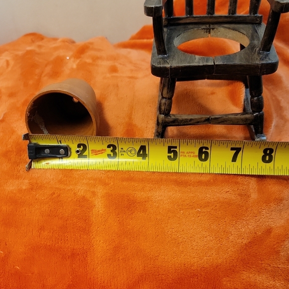 Rustic Wooden Mini-Chair with Small Pot - Picture 9 of 11